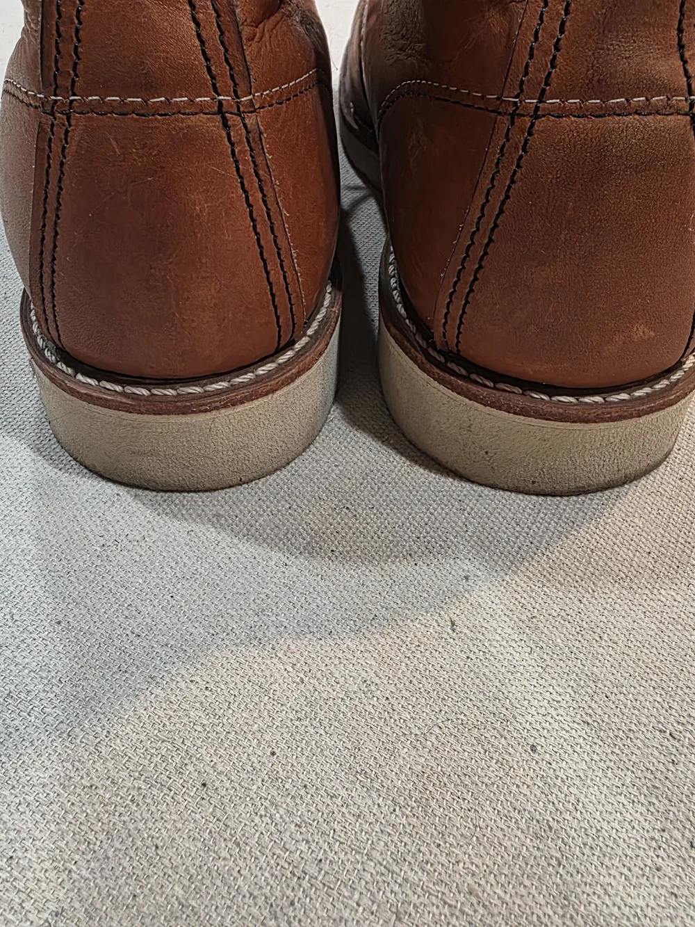 Men's Tan Leather Moc Toe Work Boots - Rugged Lace-Up Style